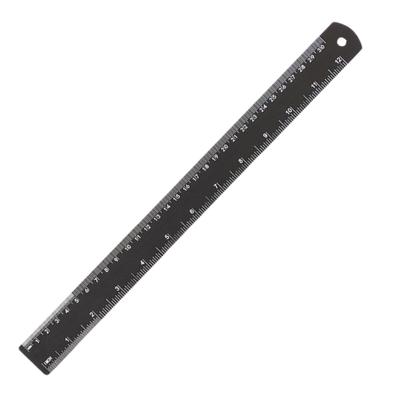 30cm Aluminum Alloy Straightedge Black Non Reflective Ruler Durable for Student Measurement