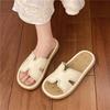 Open-toed one-word slippers for women to wear summer new holiday style soft-bottomed lazy flat-bottomed sandals