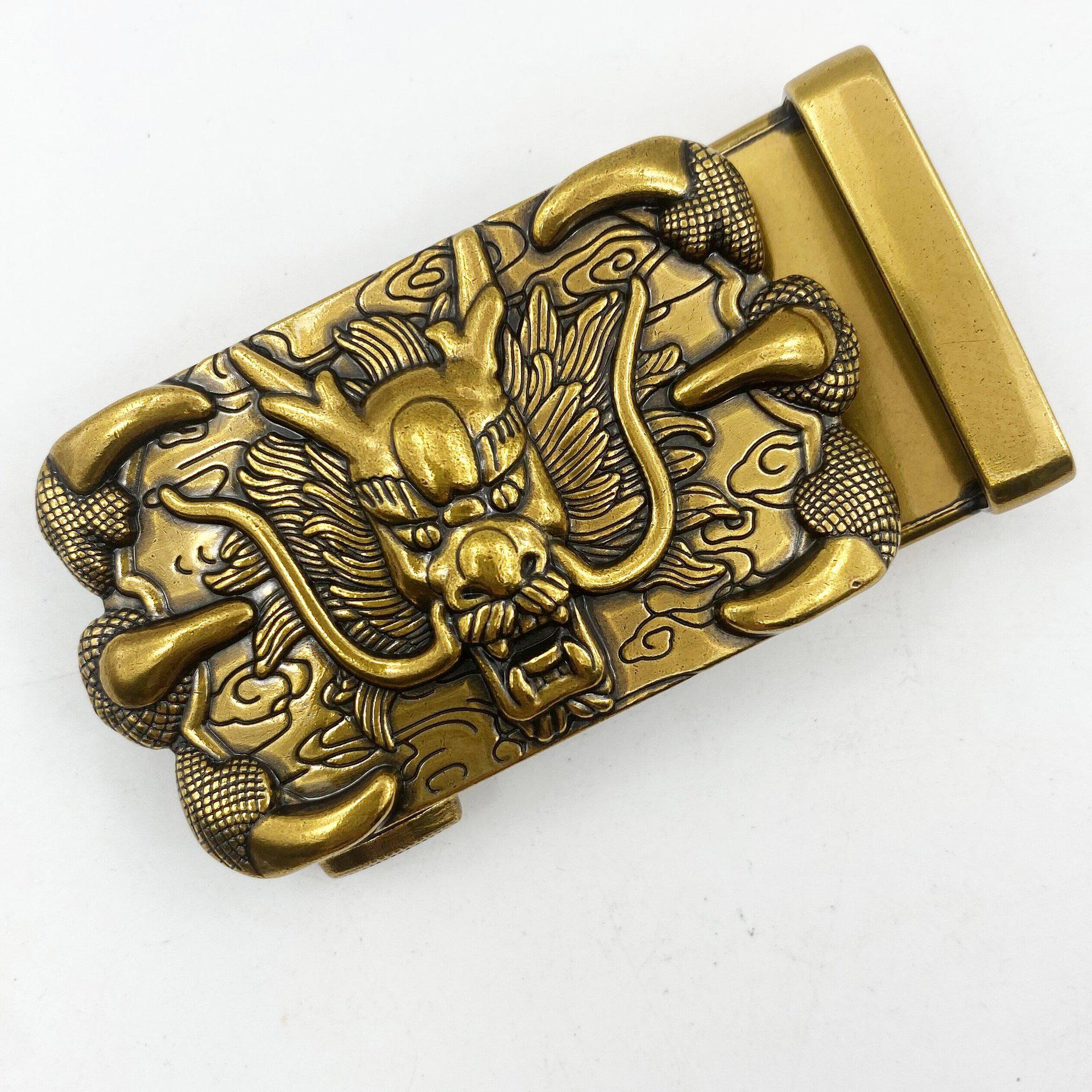 

Мужской ретро кожаный ремень с пряжкой из сплава «Древний золотой дракон»