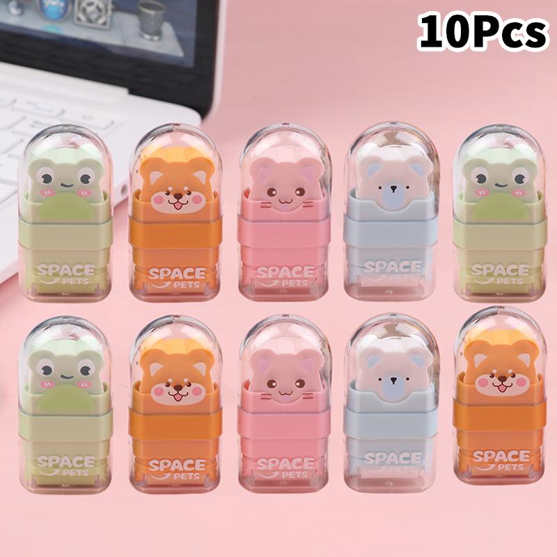 2Pcs/Set Roller Eraser Animal Shaped Eraser Clean Few Shavings Cute Cartoon Eraser