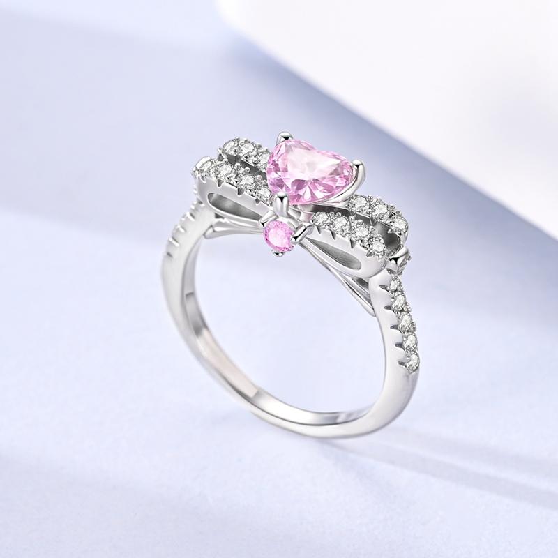 New In Authentic copper Ring for Women Gold Plated Pink Heart Zircon CZ Finger Ring copper Authentic Jewellery Wedding