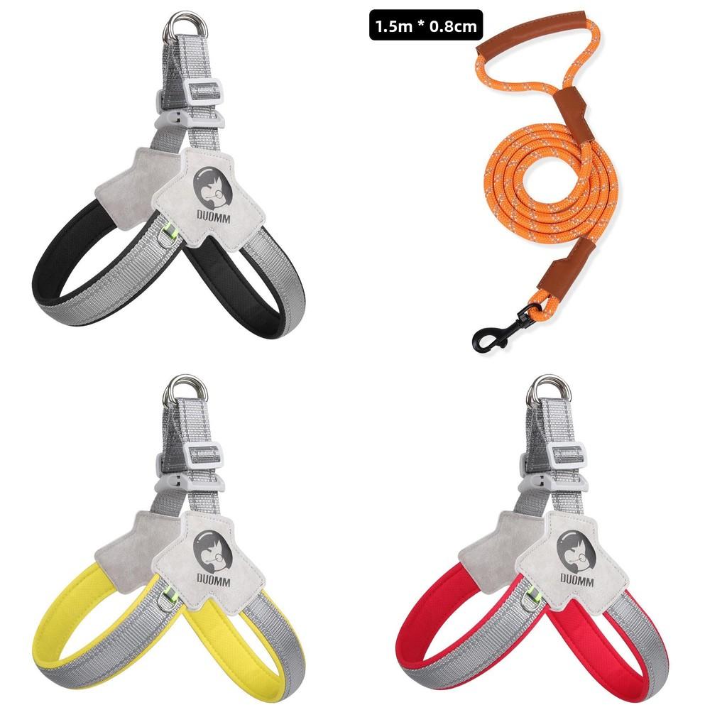 Adjustable Polyester Dog Chest Harness With Glow Reflective Strips For Safe Night Walks