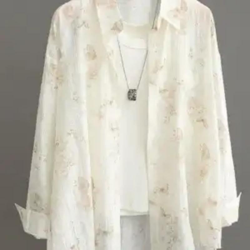 Trendig Cardigan Solskyddskläder Design Lager på lager Andningsbar Toppskjorta Dam Ny Höst Knapptopp