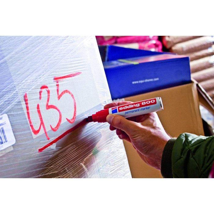Marqueur Permanent - EDDING - 800 - Bleu - Pointe Biseautée 4-12 Mm - Lot De 5