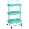 Vidaxl 3-Tier Kitchen Trolley, Turquoise, 42X35X85 Cm, Iron And Abs