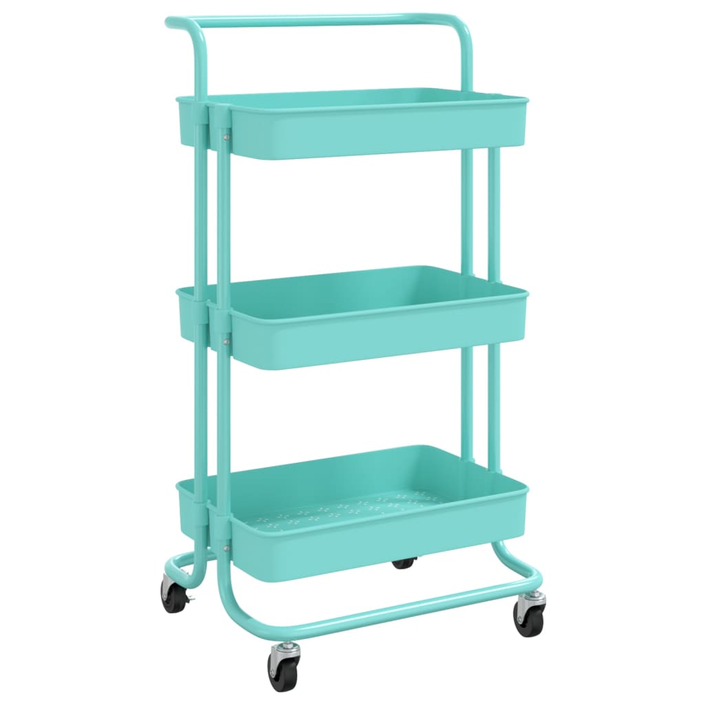 Vidaxl 3-Tier Kitchen Trolley, Turquoise, 42X35X85 Cm, Iron And Abs