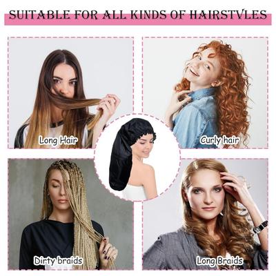 Hot Large Shower Caps Reusable Large Size Bath Caps Waterproof Hair Bonnets for Women Long Hair