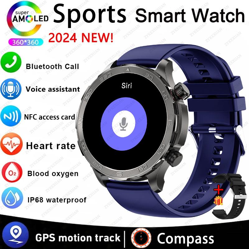 New GPS Track Smart Watch Men AMOLED HD Screen Outdoor Sports Fitness Heart Rate NFC IP68 Waterproof Bluetooth Call Smart Watch