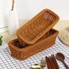 Rectangular Imitation Rattan Storage Basket Simple Portable Faux Wicker Tray Household Save Space Tabletop Fruit Organizer