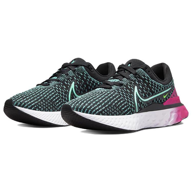 New Nike React Infinity Run Flyknit 3 Black Pink Turquoise Women's DD3024-003