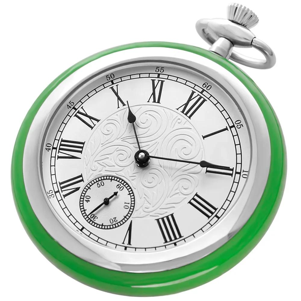 

Luxury Top Brand Mechanical Wind Pocket Watch Up Green Jade&Stainless Steel Pouch Fob Watch Christmas Birthday Collection Gift срібний