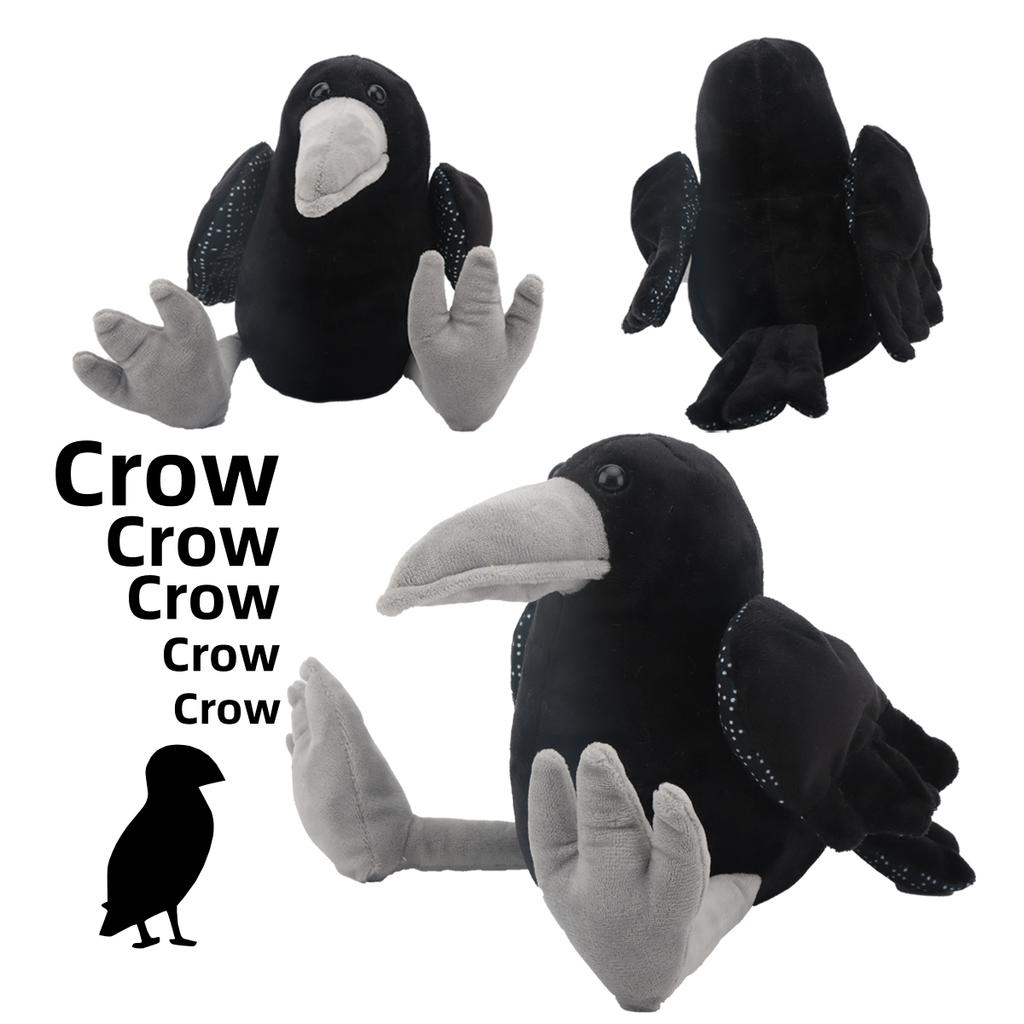 Corvo Nero Peluche 25cm Uccellino Morbido Corvo Nero Giocattolo di Peluche Corvo Realistico Morbido Regalo di Natale per Bambini Amanti degli Uccelli Decorazione per la Casa