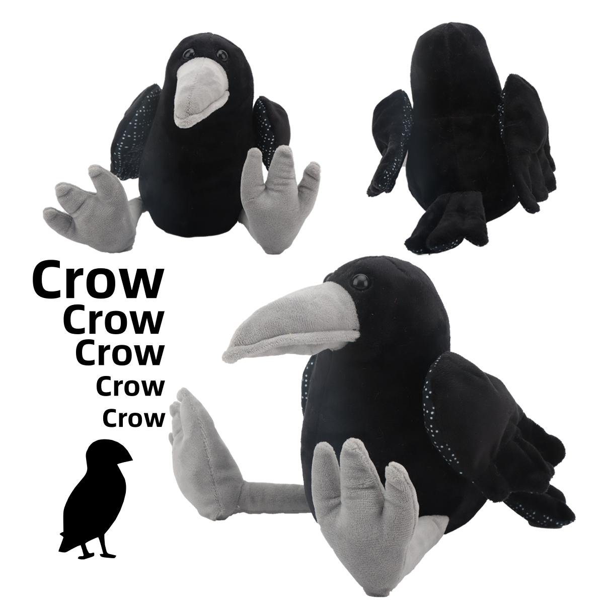 Wucifang Bags Unisex Kids Black 25Cm Crow Plush Toy Realistic Raven Soft Stuffed Animal Christmas Gift For Kids Bird Lovers Home Decor