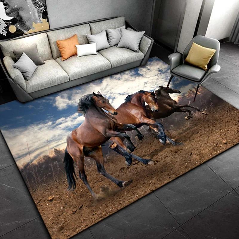 Horse Pentium Art Print Carpet Children's Play Room Carpet Living Room Bedroom Carpet Anti-slip Door Mat Birthday Gift  Sonic