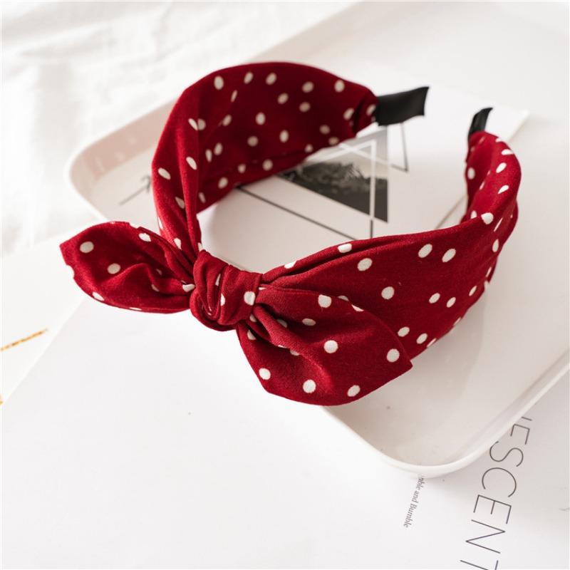 

Hair Accessory - Leopard Print Rabbit Ears Knotted Wide Version Hair Band for Women s Outdoor Updo Hair Clip Headband Accessory Red dots