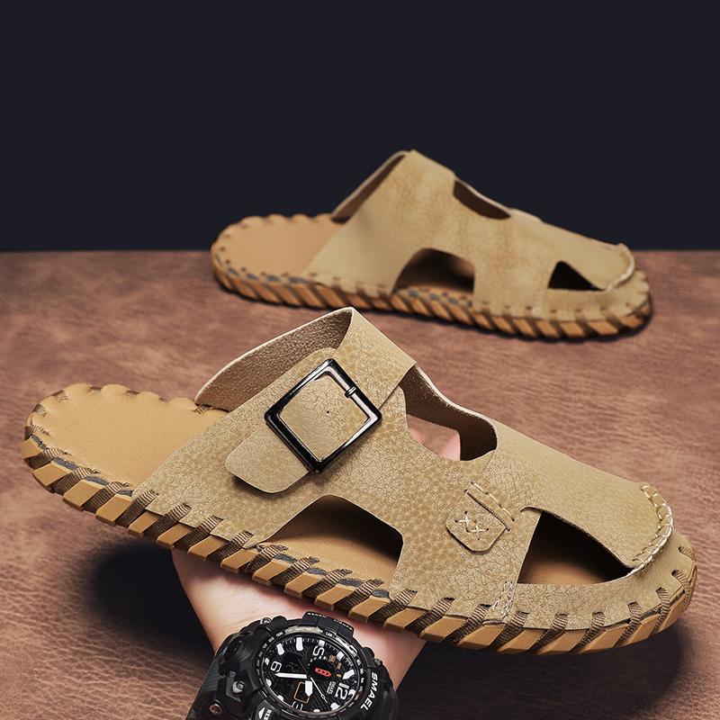 Summer Baotou Mens Sandals Lightweight Outdoor Sport Sneakers Man's Water Shoes Beach Slippers Toe Protection for Male Swim Walk