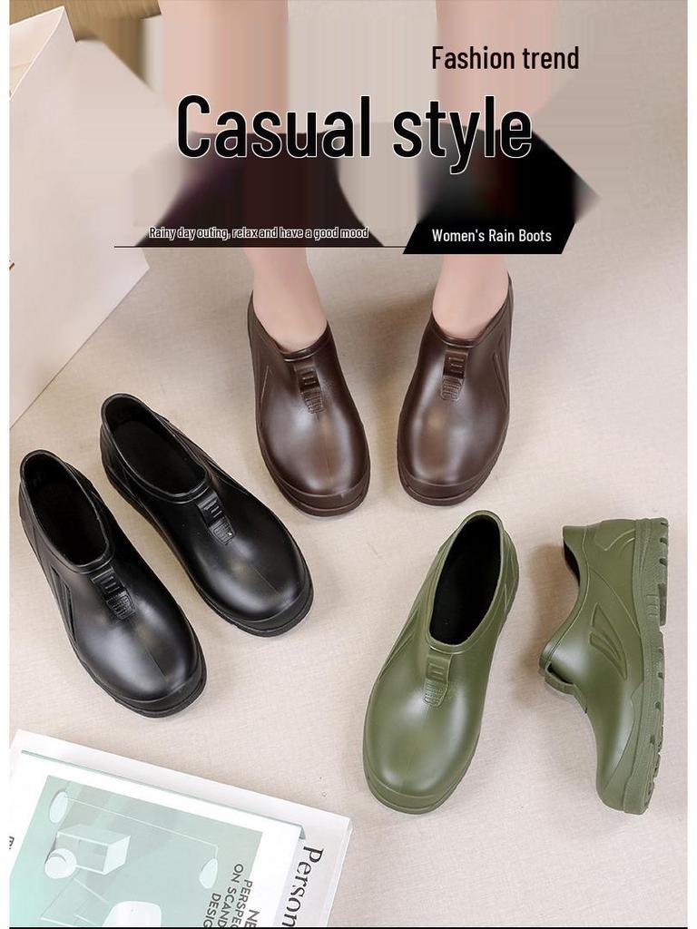 Unisex Koreaanse Stijl Waterdichte Antislip Korte Regenlaarzen - Modieuze Rubberen Schoenen voor Elk Seizoen met Lage Schacht