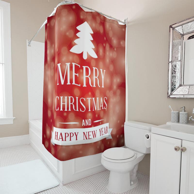 Tu Christmas Shower Curtain Merry Christmas Decor Festive Holiday Bathroom Decor Xmas Pattern Waterproof Home Decor Gift