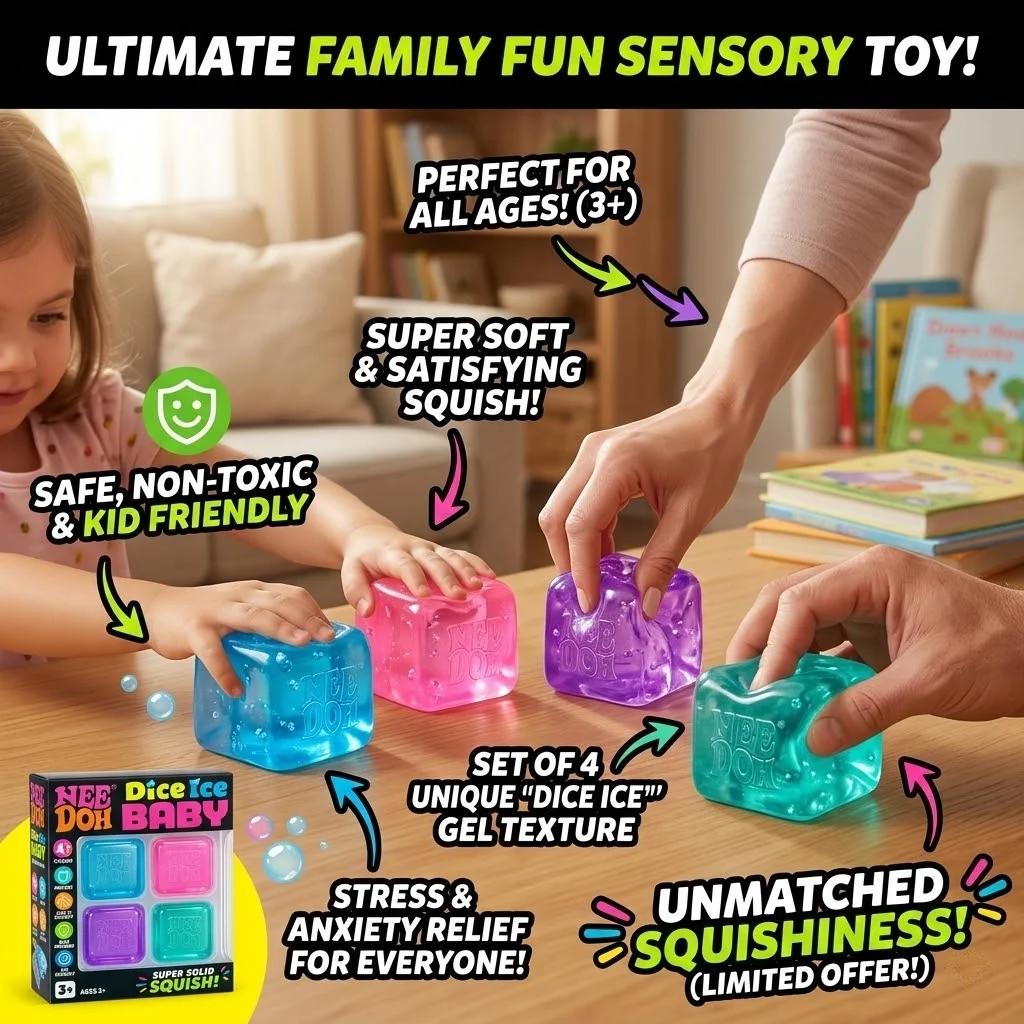 New Ne Doh Nice Cube Sensory Stress Reliever Fidget Tool For Anxiety Focus Desk Sensory Cube For Adults Kids Cube Squishy Toy