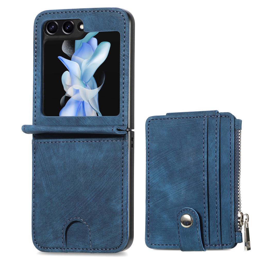 Wallet Foldable Phone Case for Samsung Galaxy Z Flip 7 6 5 4 3 Flip7 FE Flip6 with Zipper Card Holder Leather Back Cover LCSFP