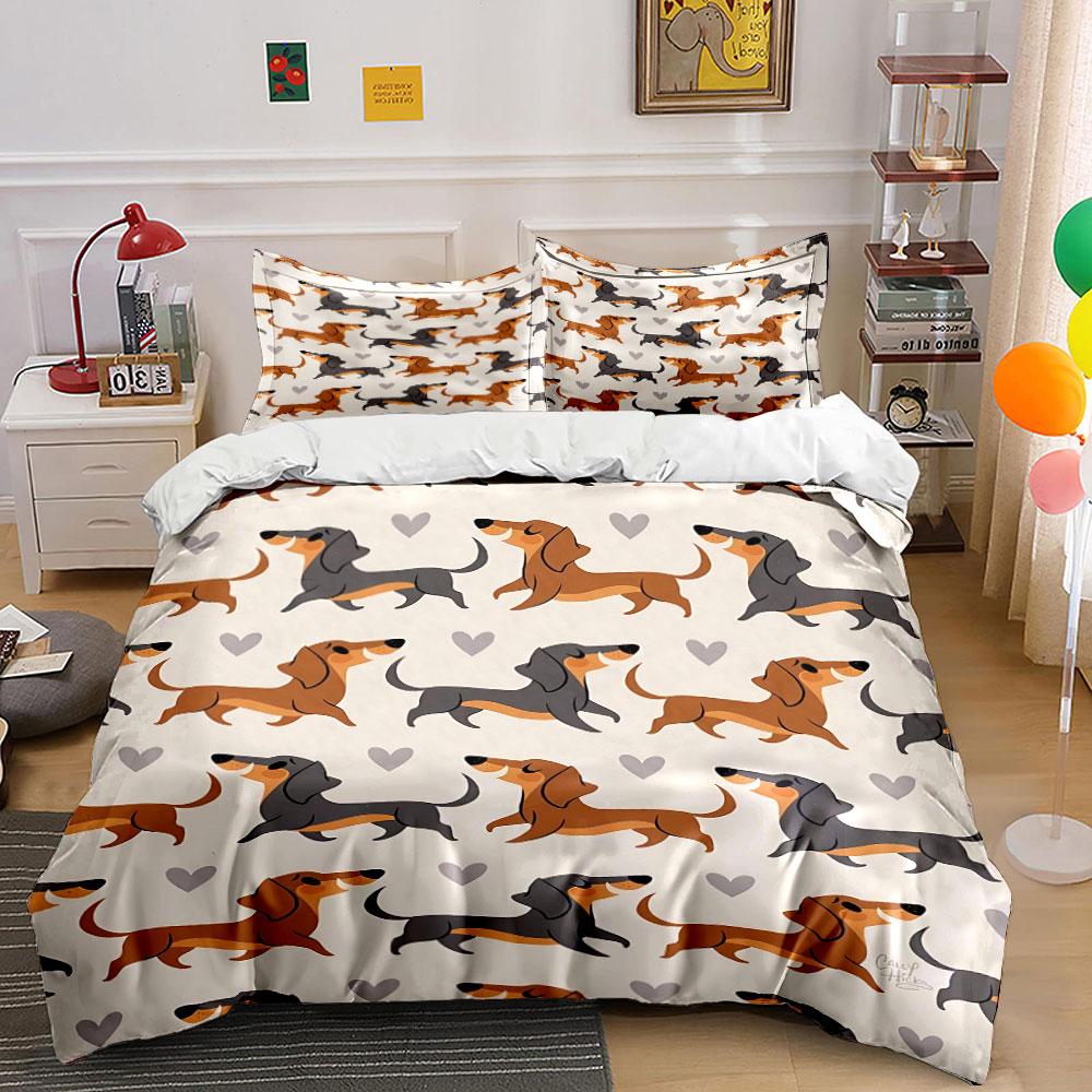 Dachshund Hundmönster Sängkläder Sängkläder Påslakan Set Påslakan Örngott (1 * Påslakan 2 * Örngott, utan påslakan)
