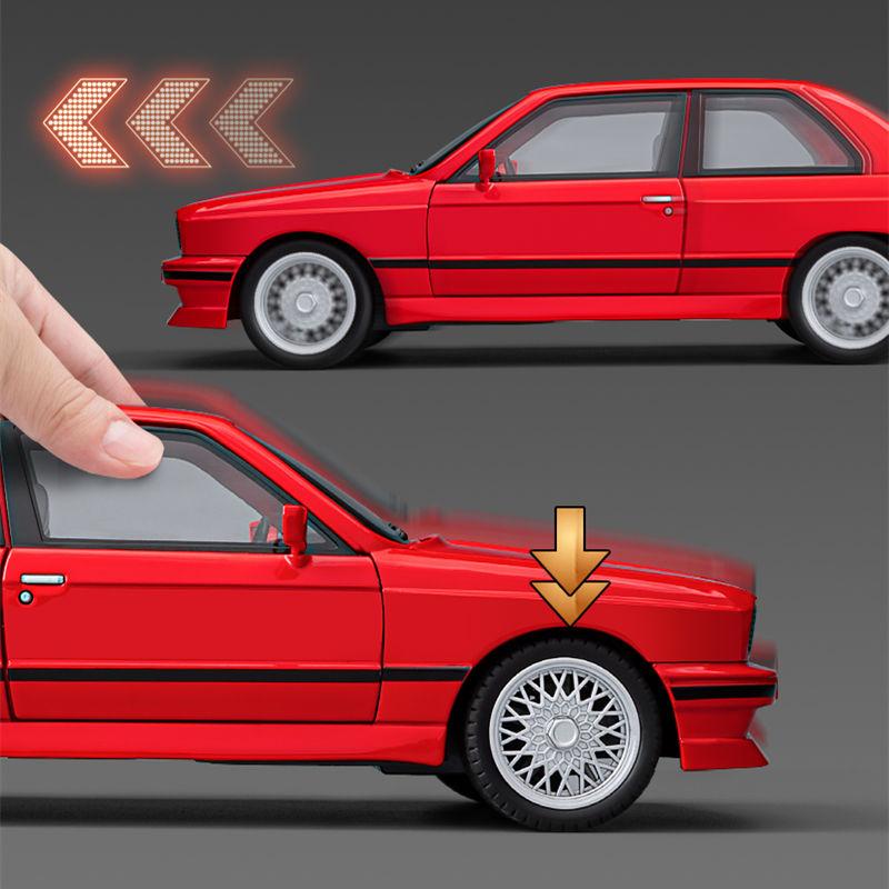 1/24 1988 BMW M3 E30 Alloy Car Model Diecasts Metal Classic Sports Vehicles Car Model Simulation Sound Light Childrens Toys Gift