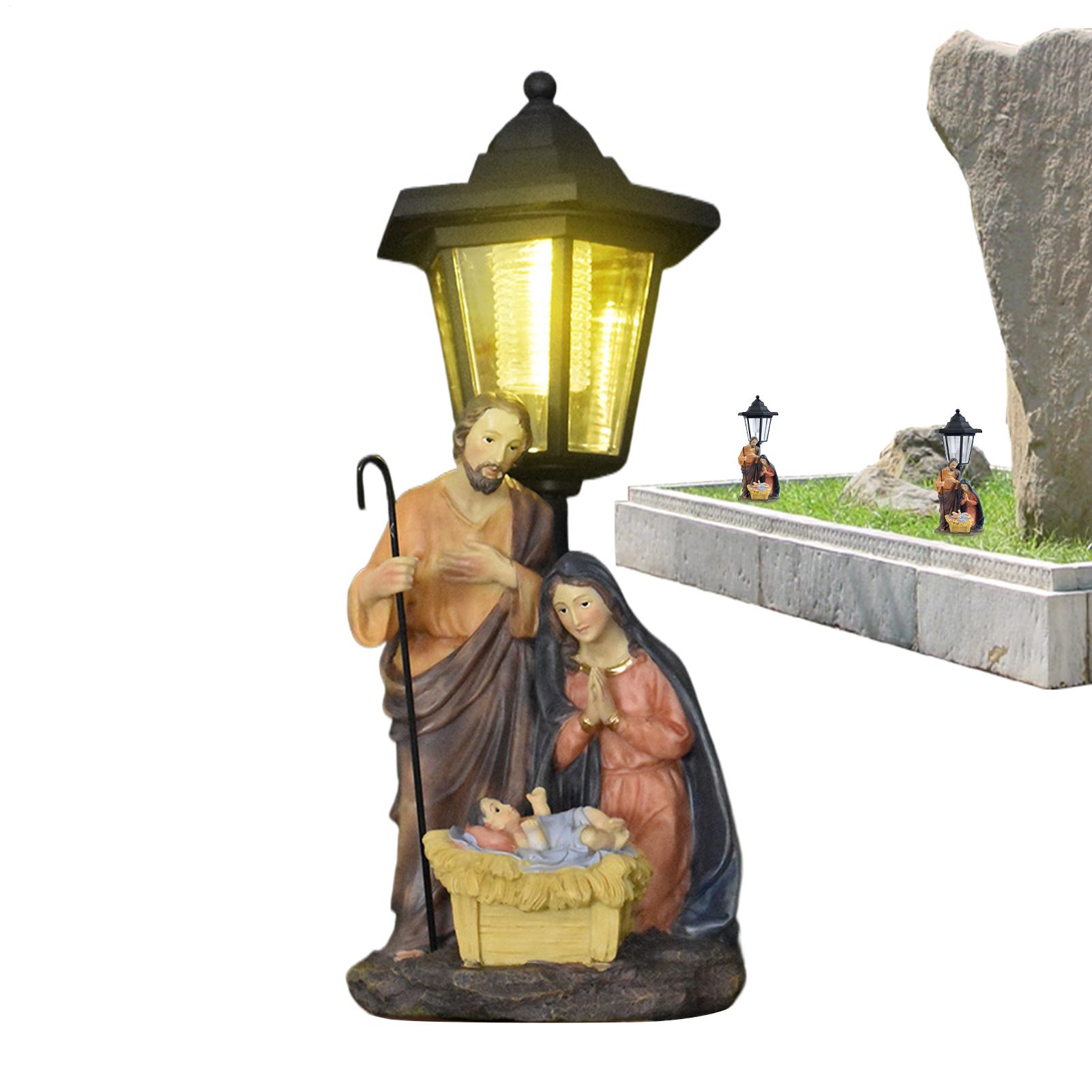 Outdoor Nativity Scene Solar Lanterns Ornament Jesus Garden Lanterns Solar Powered Lights Nativity Scene Ambient Lighting Decor CN