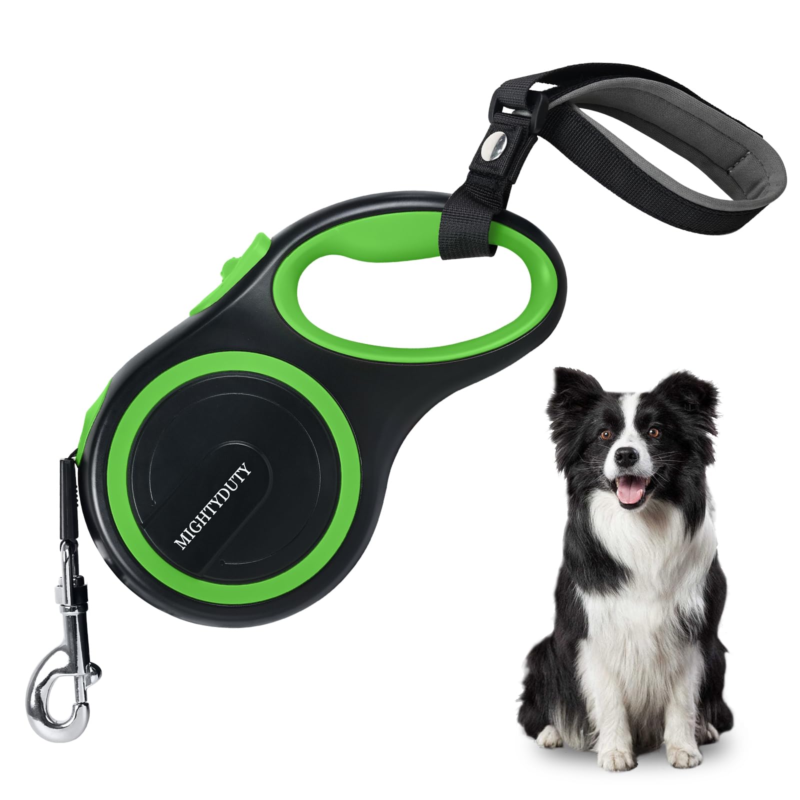 

MIGHTYDUTY Dog Leash with Automatic 8M 50KG Load Suitable for Medium to Large for Outings and Green Strap, Retractable, Length, Capacity, Dogs, Walks,