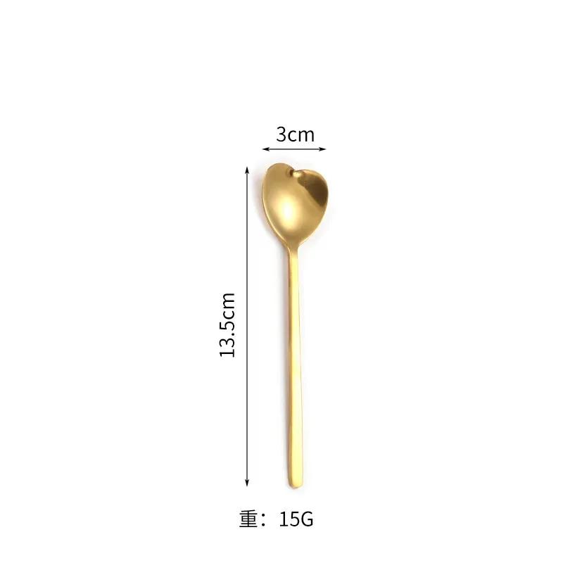 Stainless Steel Heart-Shaped Head Spoons Creative Home Tableware Teaspoon Coffee Ice Cream Honey Mixing Spoon Kitchen Dinnerware