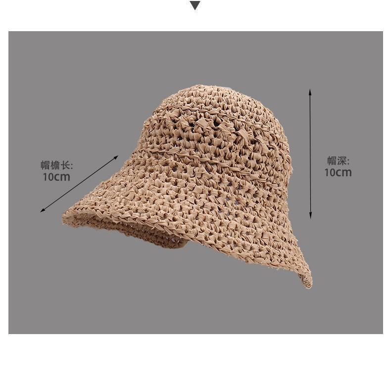 Foldable sun hat beach hat summer straw weaving women's small fresh sun protection hat outdoor travel vacation bucket hat