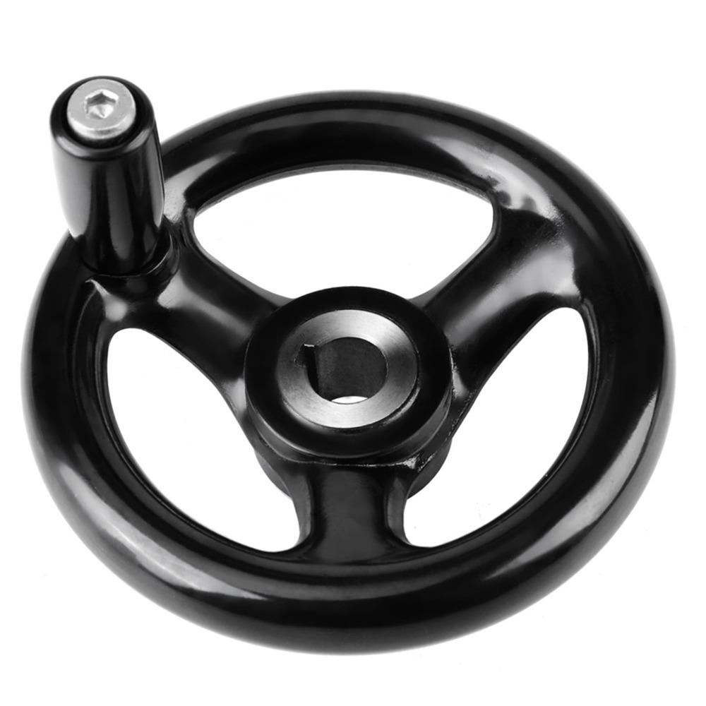 12mm Hole Round Hand Wheel Black Color Metal Hand Wheel 3 Spoke Hand Wheel For Milling Machine