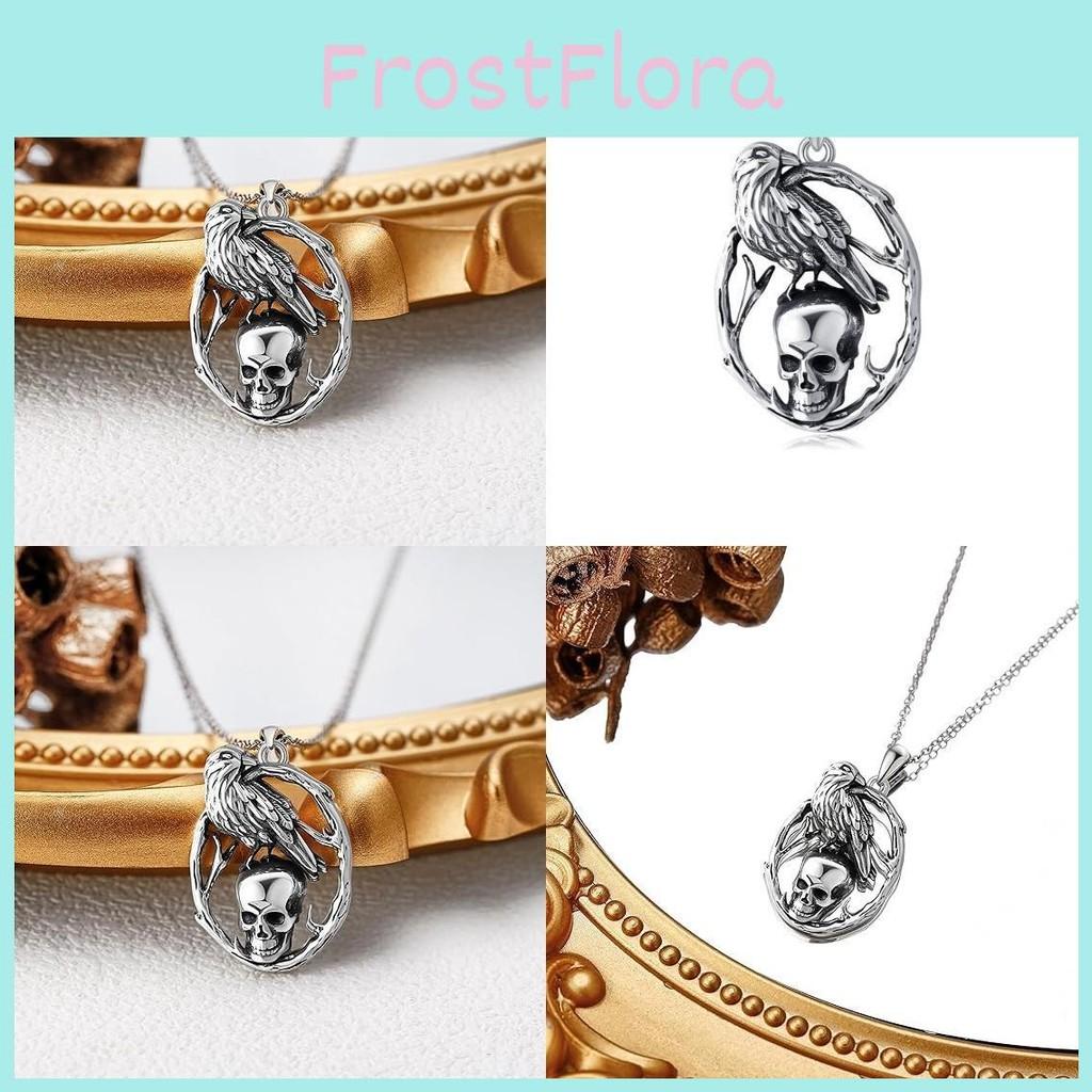Necklaces Gothic Skull With Vintage Finish And Crow Shape Design Halloween For