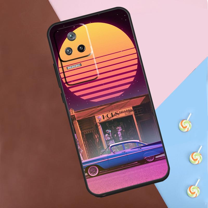 Synthwave 80s Retro Car Case For Xiaomi POCO M6 Pro X3 X5 X6 Pro F3 F5 M5s Mi 14 Pro 13 13T 11T 12T 12 Lite Cover