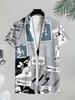 [Printed Design – Not Textured] Men's Casual Cyberpunk Newspaper Print Shirt – A Perfect Gift