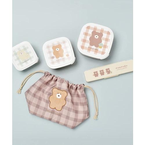 Coolia Mokomoka Antibacterial 3-Piece Nesting Lunch Box, Square, Mokomoka and Friends, 695102
