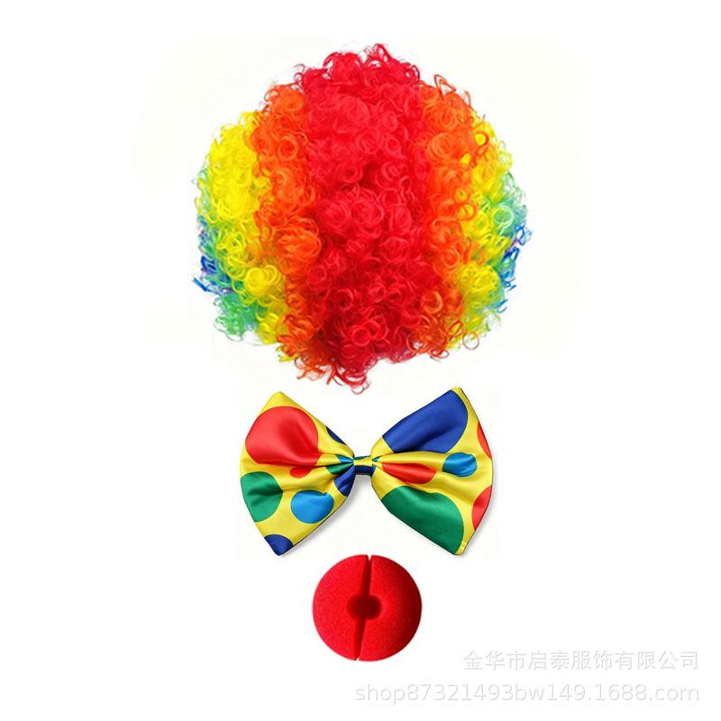 Halloween clown cosplay costume colorful wig party dress up stage costume