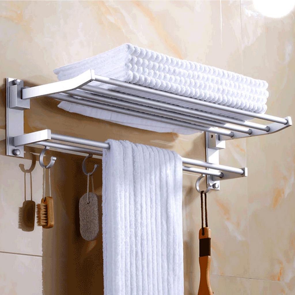 40cm Foldable Bathroom Shower Wall Mounted Dual Layer Space Aluminum ...