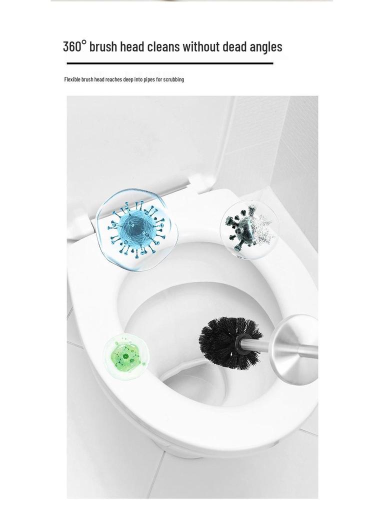 304 Stainless Steel Wall-Mounted Toilet Brush Set with Base