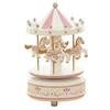 Miniature Horse Carousel Wooden Music Box with Rotating Merry-Go-Round Horses, Wind-Up Musical Figurine Nursery Decor for Baby Room Home Decor,