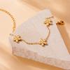 18K Gold Plated Dainty Chain Bracelet with 3D Flower Charms, Adjustable Minimalist Floral Bracelet, Elegant Jewelry for Women Daily Wear Gift