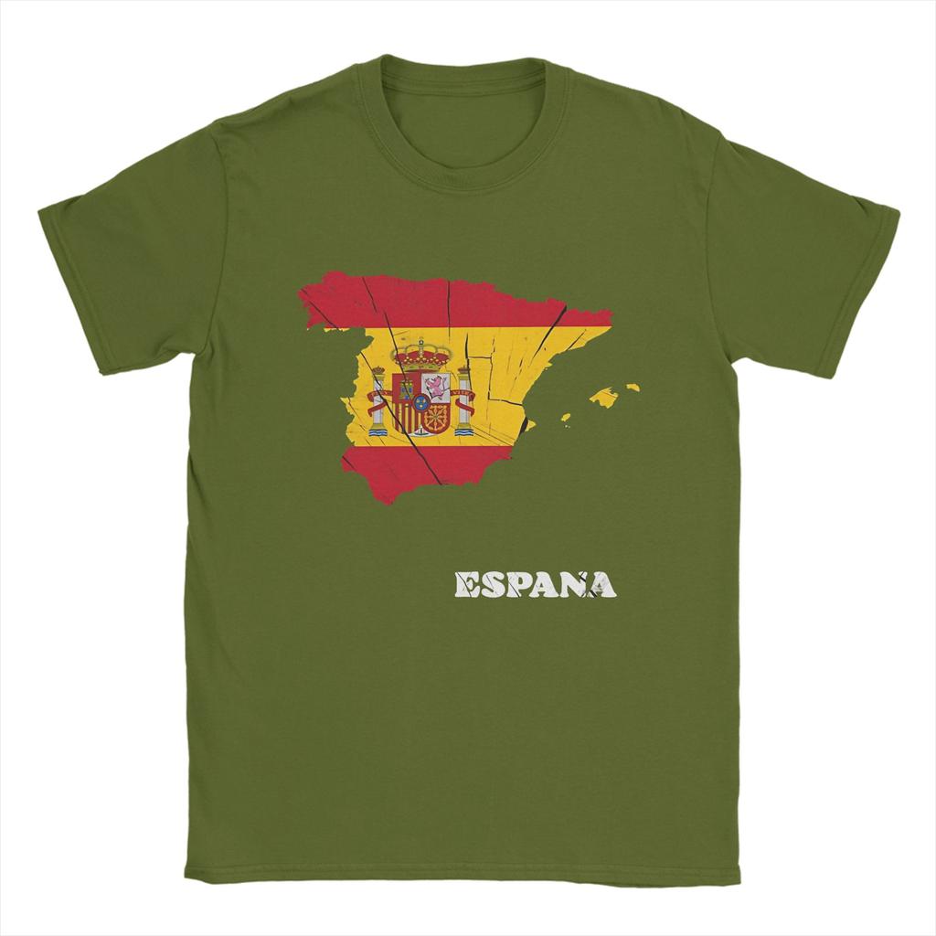 Espana Spain Flag Unisex T Shirts Spanish Vintage Tee Shirt Short Sleeve Crewneck TShirt Cotton Summer Clothing