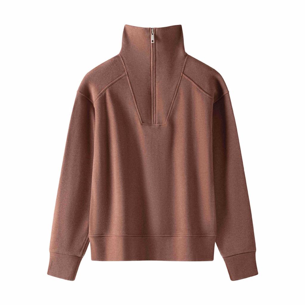 450g High Neck Half-Zip Fleece-Lined Thermal Sweatshirt - Warm and Loose for Autumn and Winter.