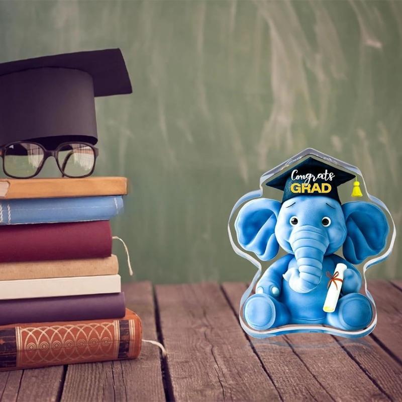 Personalized Acrylic Graduation Elephant Ornament, Unique Graduation Gift, Exquisite Graduation Desktop Center Decoration