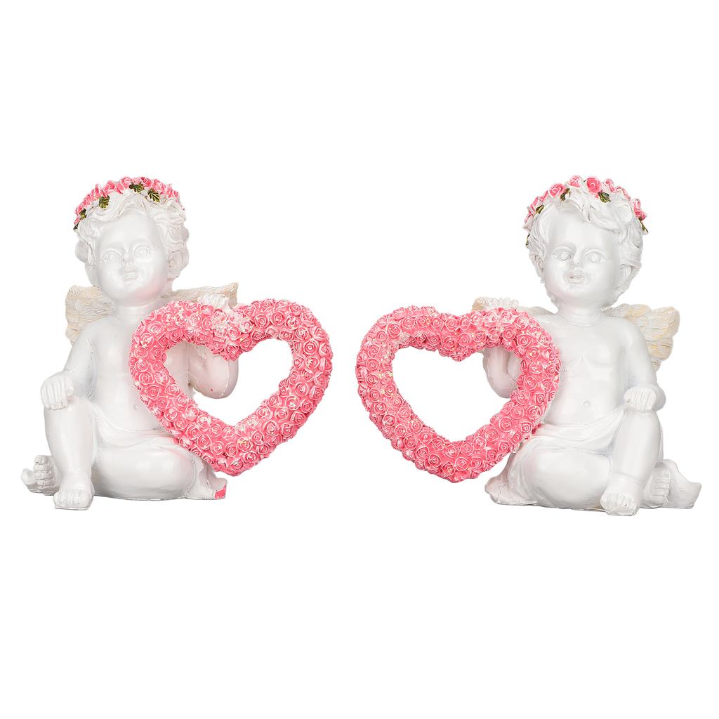 Love Angel Decoration Synthetic Resin Collectible Angel Figurine for Garden Patio Porch Countertop