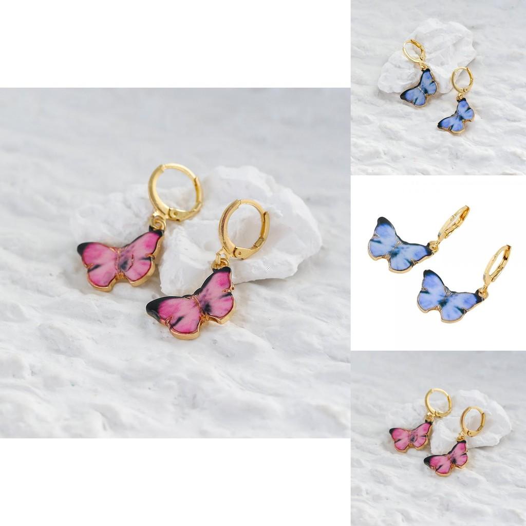 Creative Butterfly Alloy Earrings Trendy European American Womens Jewelry