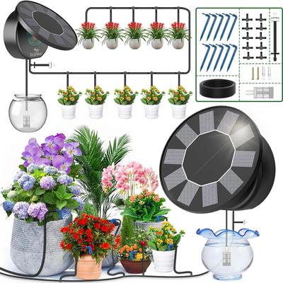 Solar Automatic Drip Irrigation System Kit For Garden Outdoor/Indoor Diy Gardening Water, Plant Watering System With Anti-Siphon