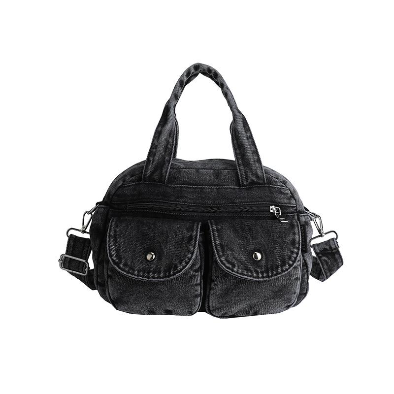 

Винтажная джинсовая женская сумка большой вместимости, стеганая сумка-тоут чёрный