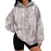 Fall/Winter New Style Women's Loose Fit Sport Shirt with Branch Pattern and Hooded Sweatshirt