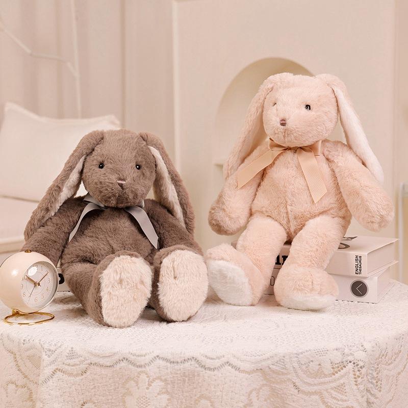Lop-eared Rabbit Doll Doll Bow Little White Rabbit Plush Toy Children Sleep with Long-eared Rabbit Sleeping Throw Pillow Gift