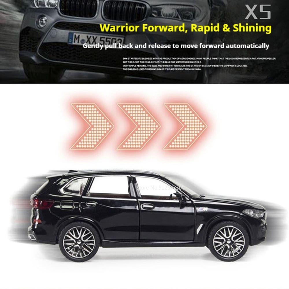 1:32 Scale X5 M8 Car Model Toy Doors Opened Rubber Tires Cars Pull Back Sound Light Miniature Models for Boys Hobby Collections